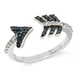 Rarities Carol Brodie Sterling Silver Blue & White Diamonds Arrow Ring